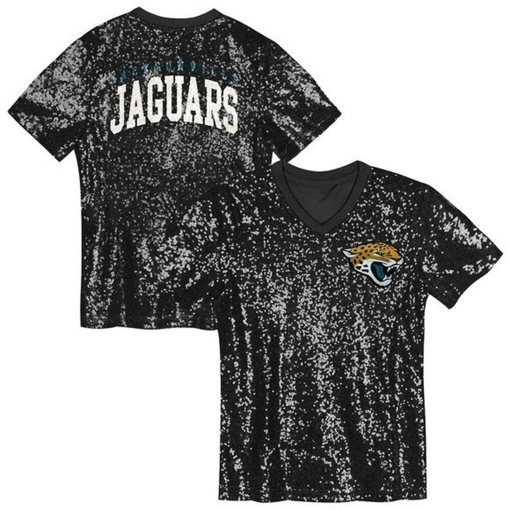 NFL Jacksonville Jaguars Women's Juniors Sequin V Neck T Shirt XS(0/1) NWT